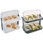 APS Buffet-Vitrine DOPPELDECKER, schwarz bestehend aus: 1 Basis aus ABS-Kunststoff, 2 Edelstahl - 1 Stück (9204)