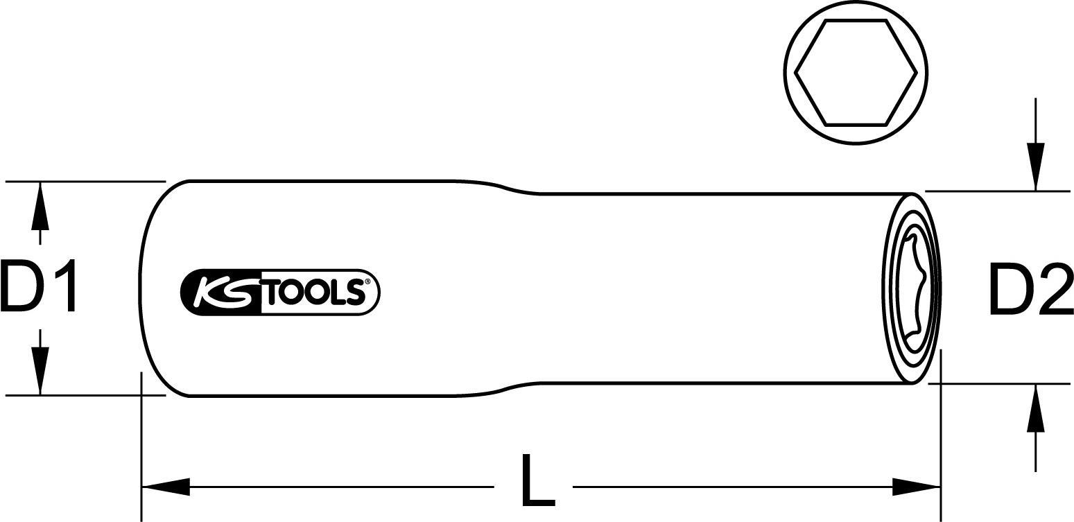 KS TOOLS 1/2" Isolierte Stecknuss, XL, 14mm, 145mm (117.1372)