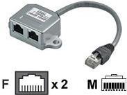 Beschaltung 2 x CAT 5 Ethernet - 1 x RJ45-Stecker > 2 x RJ45-Buchse