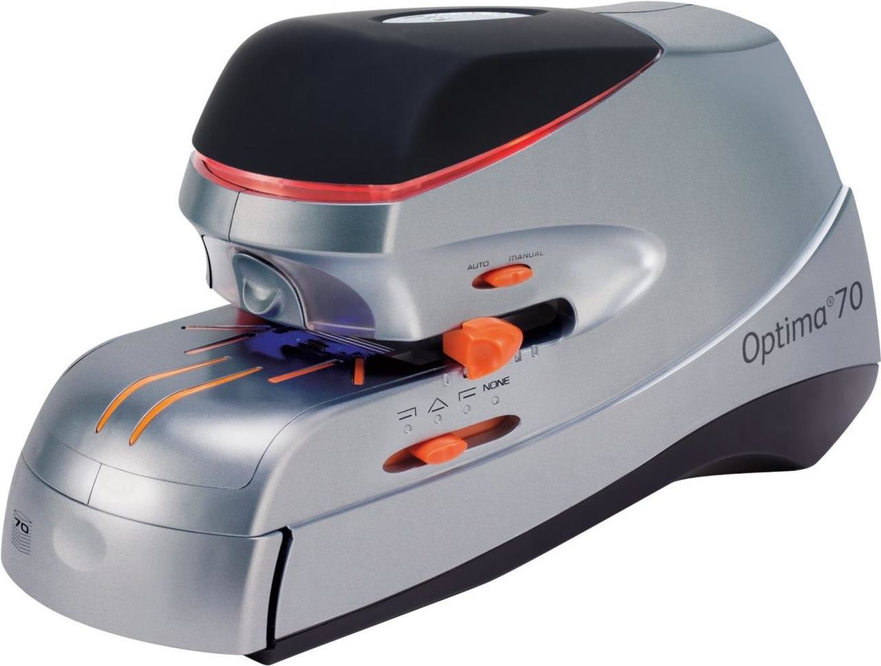 REXEL Elektrisches Heftgerät Optima 70 Heftleistung: 70 Blatt, schwarz-silber-orange, aus Metall (2102355)