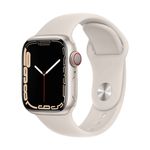 Apple Watch Series 7 (GPS + Cellular) - 41 mm - starlight aluminum - intelligente Uhr mit Sportband - Flouroelastomer - Starlight - Bandgröße: regelmäßig - 32GB - Wi-Fi, Bluetooth - 4G - 32 g (MKHR3FD/A)