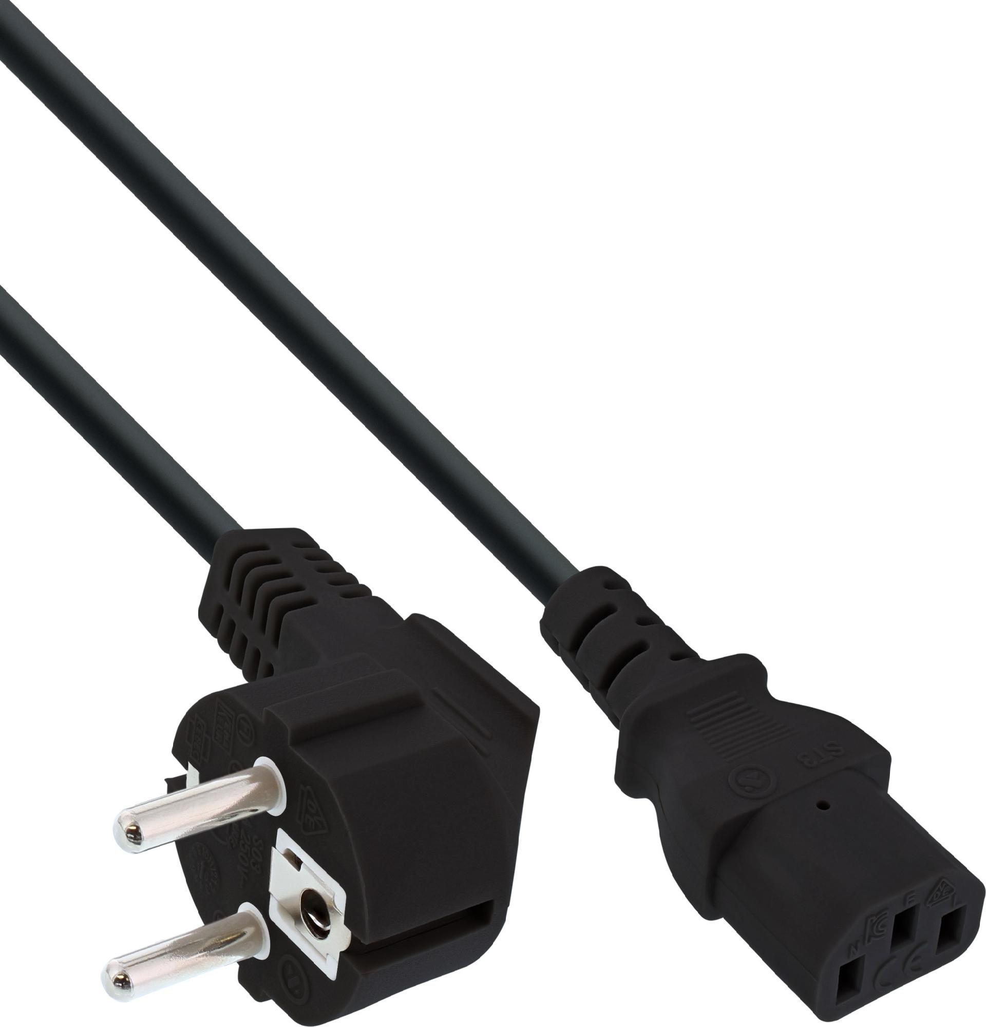 InLine 25er Bulk-Pack Netzkabel Schutzkontakt gewinkelt auf Kaltgerätestecker C13 3 m Schwarz