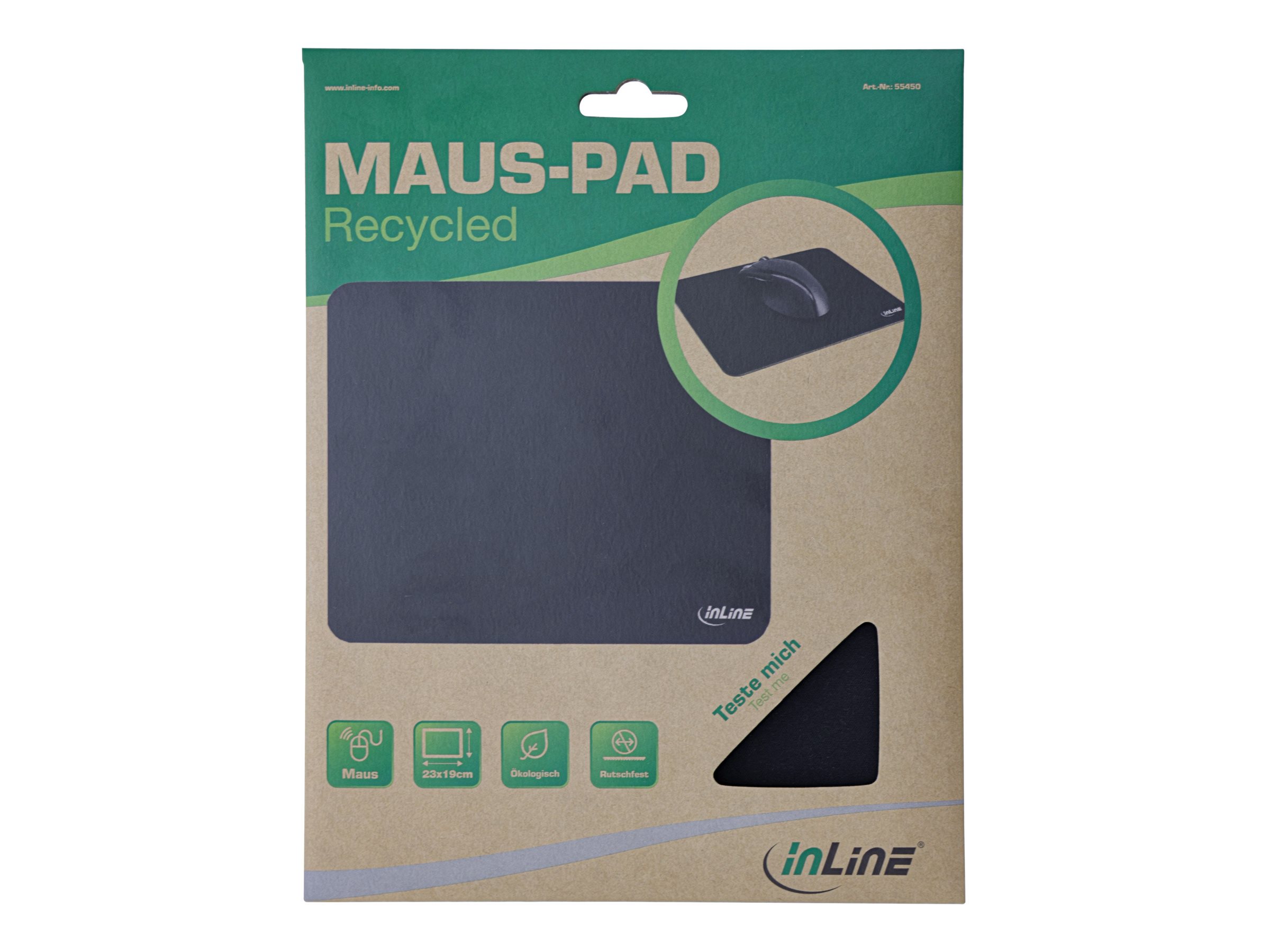 InLine Mauspad Recycled Schwarz 230x190x2,5mm