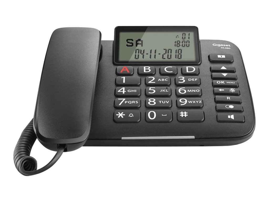 Gigaset DL380 Analoges Telefon mit Schnur Schwarz