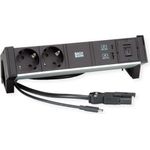 Bachmann DESK2 ALU BLACK 2xCEE7/3 1.0m 1xUSBCharger A/C 22W 1xUSB C (937.3410)