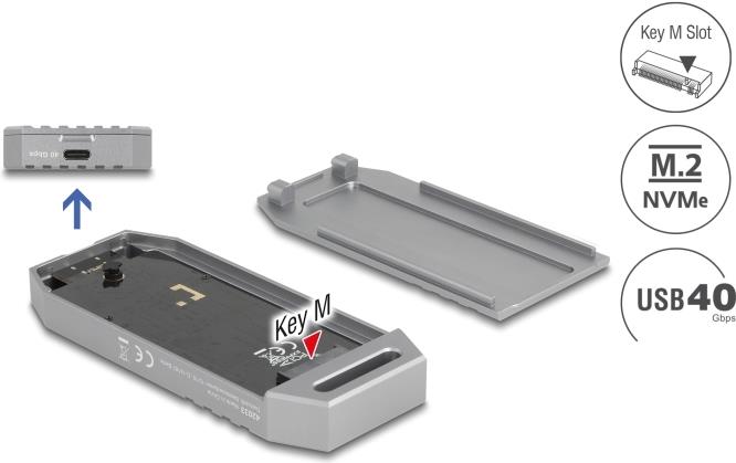 Delock M.2 NVMe SSD Gehäuse USB 40 Gbps - werkzeugfrei (42033)