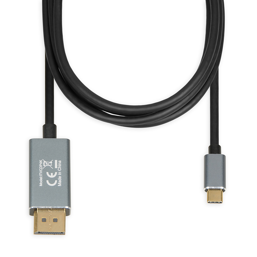 iBOX ITVCDP4K USB-C-auf-DisplayPort-Kabel 1,8 m Schwarz