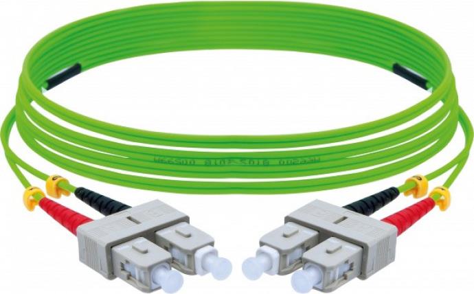 EXERTIS CONNECT LWL Patchkabel, 50/125 µm, OM5-Faser, SC Duplex Stecker/Stecker, UPC, lindgrün, 10 m