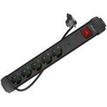 Lanberg Steckdosenleiste Übersp.-Schutz 5x m. Schalter 5m (SP1-05F-0500-BK)