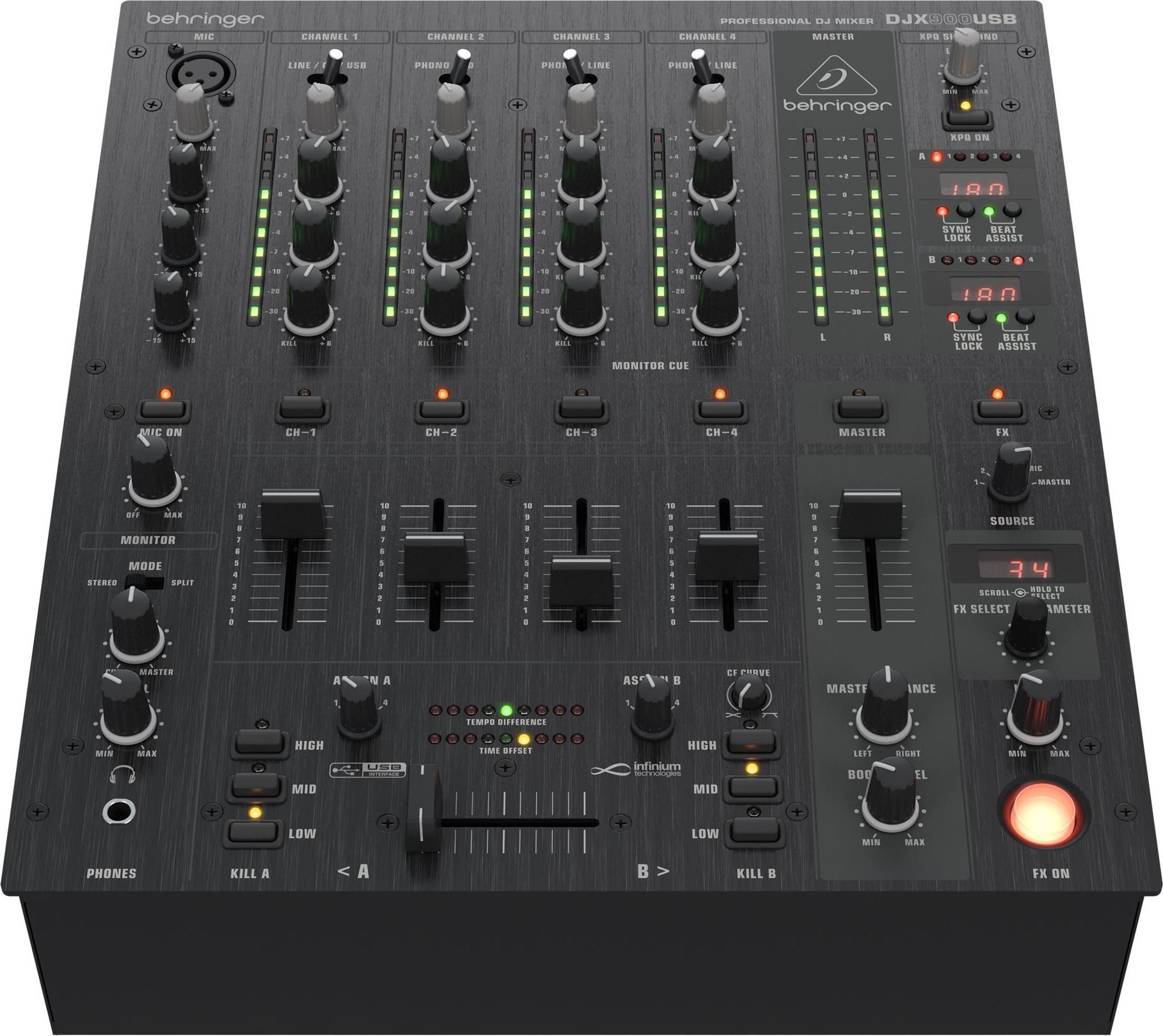 Behringer PRO MIXER DJX900USB DJ-Mixer Analog 5-Kanal DSP FX Schwarz