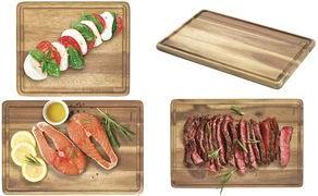 metaltex Schneidebrett, 240 x 200 mm, Akazienholz geölte Oberfläche, mit Saftrille, - 1 Stück (561304000)