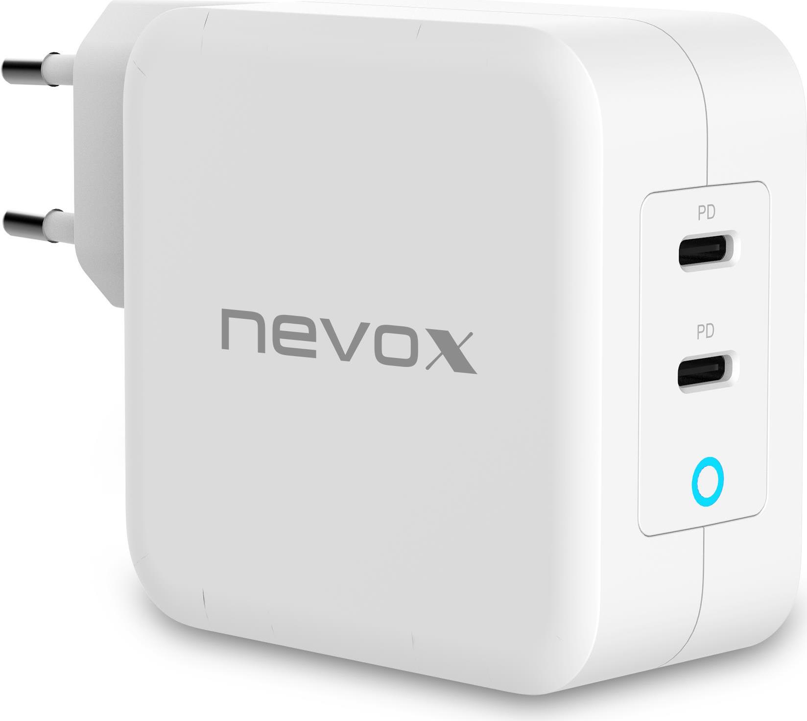 NEVOX 100W DUAL USB-C Power Delivery (PD) Ladegerät GaN, Weiss