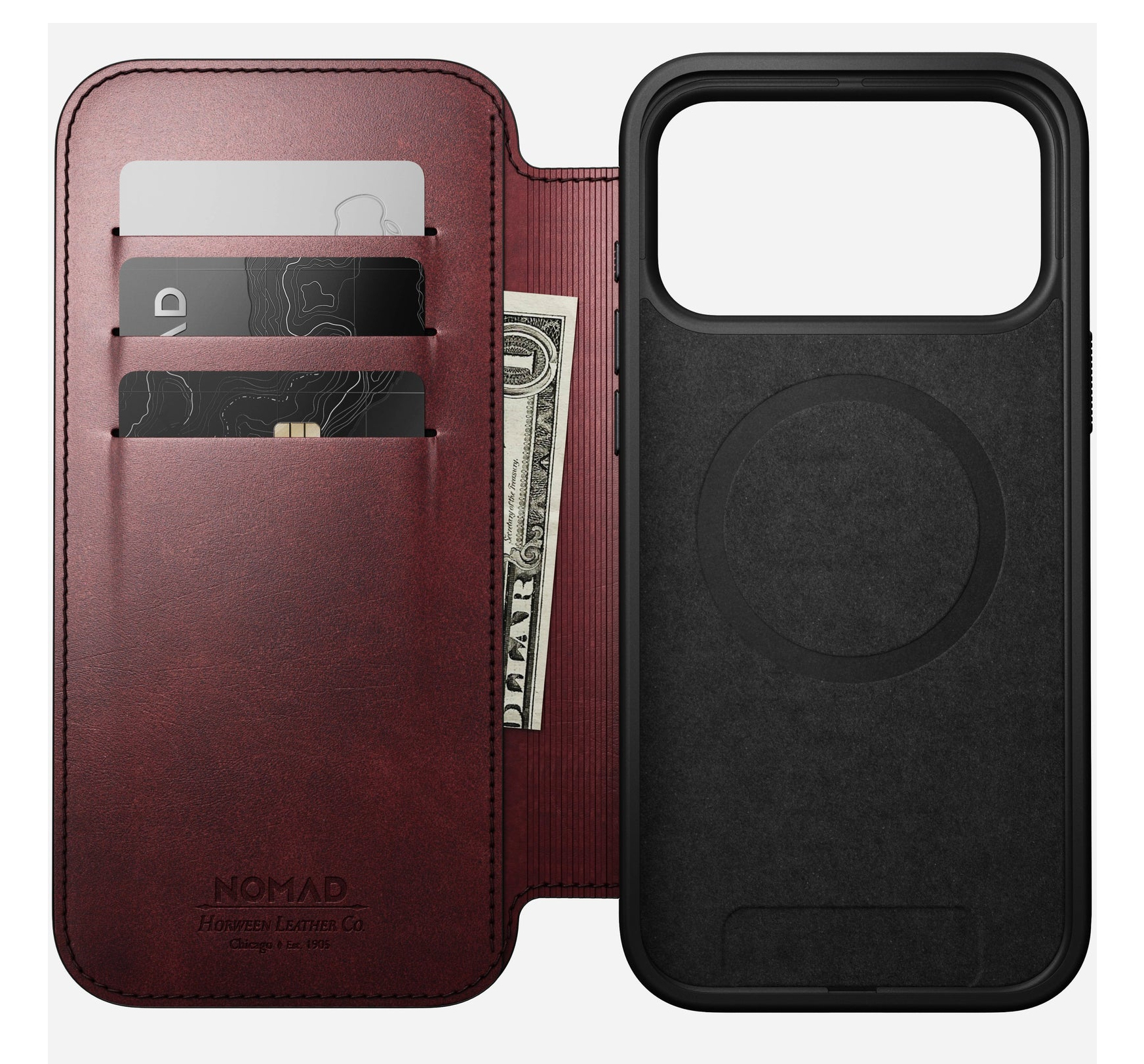 Nomad Modern Leather Folio Schutzhülle iPhone 17 Pro Max 6,3" Burgund