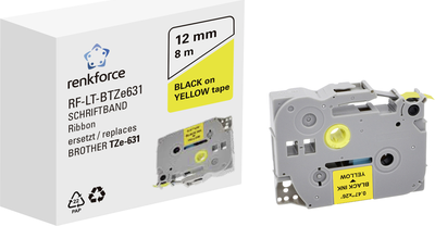 Schriftband Renkforce RF-LT-BTZe631 Kompatibel ersetzt Brother TZe-631 12 mm Bandfarbe: Gelb Schriftfarbe: Schwarz 8 m (RF-6027790)