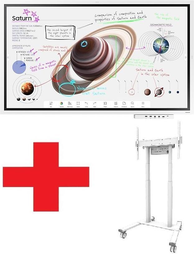 Samsung Flip Pro WM55B Flipchart 138,7 cm 139,70cm (55")  inkl. Neomounts FL55-875WH1 motorisierter Rollwagen & Tray CY-TF65BBC (LH55WMBWBGCXEN+FL55-875WH)