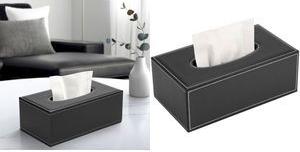 deflecto Kosmetiktuch-Spenderbox, rechteckig, schwarz aus Kunstleder, stilvolles und funktionales Design, - 1 Stück (DEFTISREC)