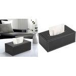 deflecto Kosmetiktuch-Spenderbox, rechteckig, schwarz aus Kunstleder, stilvolles und funktionales Design, - 1 Stück (DEFTISREC)