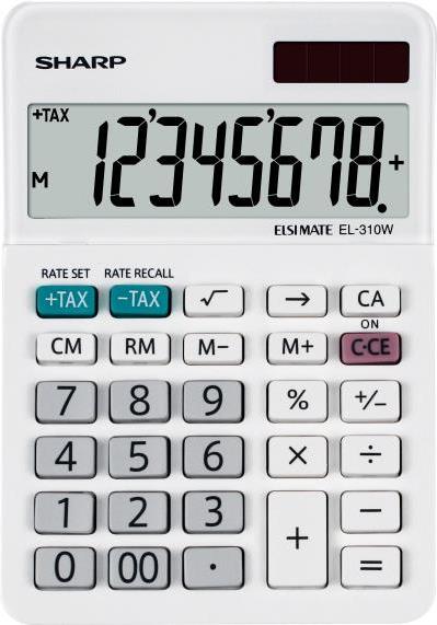 Sharp EL-310W Taschenrechner Weiß Display (Stellen): 8 batteriebetrieben, solarbetrieben (EL-310WB)