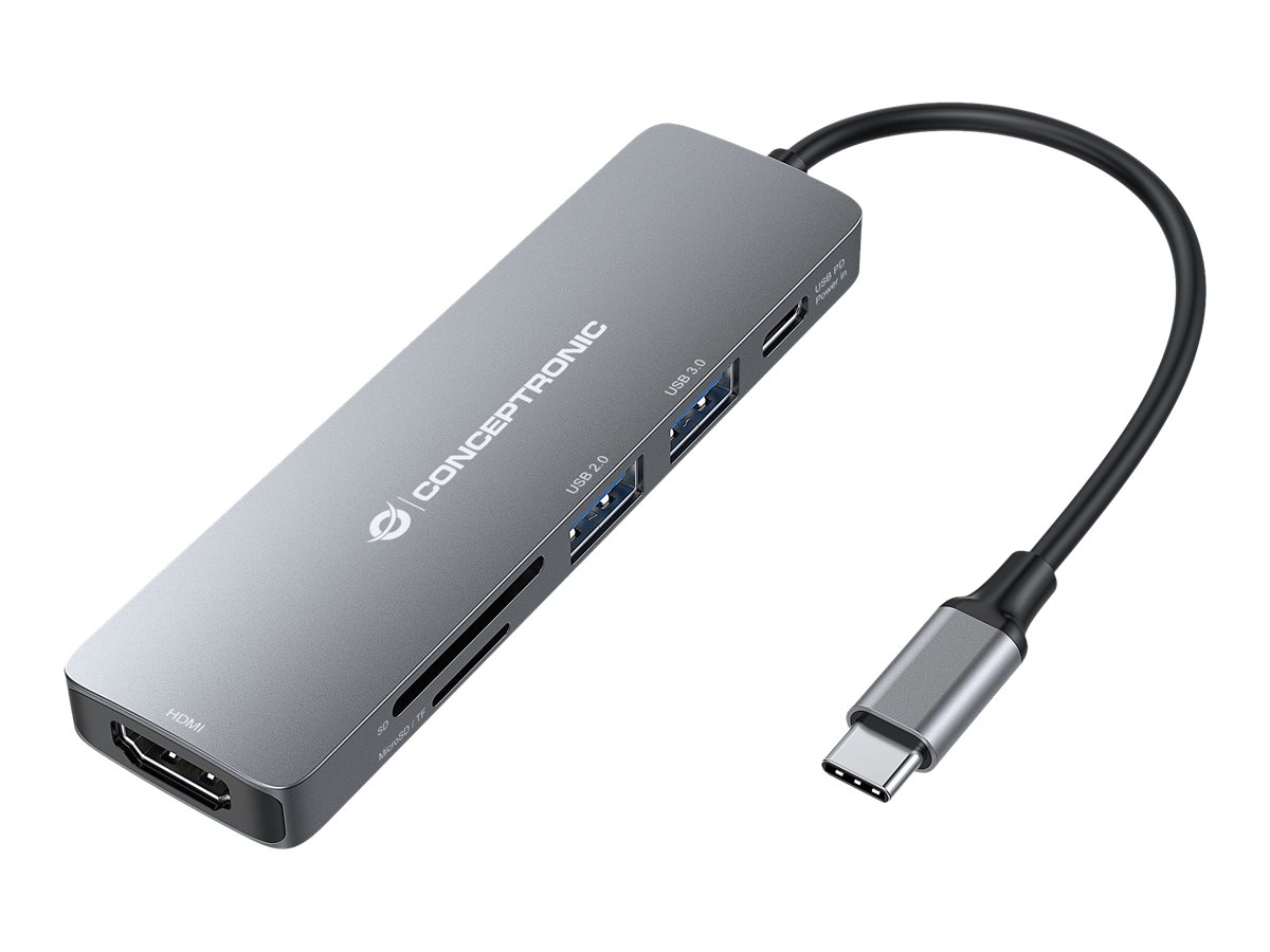 Conceptronic DONN DONN11G 6-in-1 USB-C Dockingstation HDMI Grau