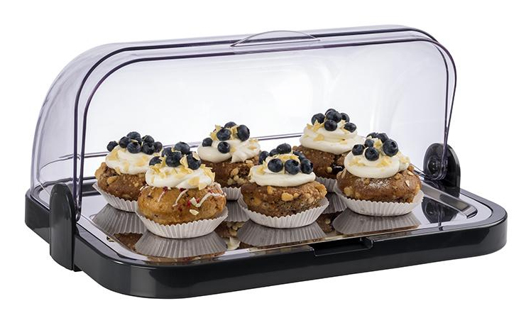 APS Buffet-Vitrine 9104 mit ABS-Schale und Rolltophaube 1 Fach 440 x 320 x 205 mm Schwarz