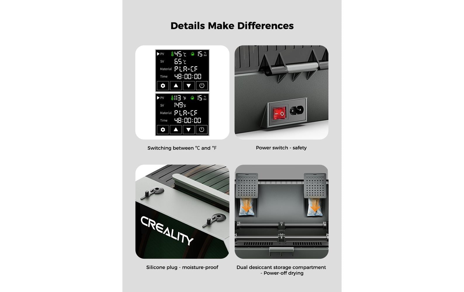 Creality Space Pi Plus Fadentrockner 260 W Grau