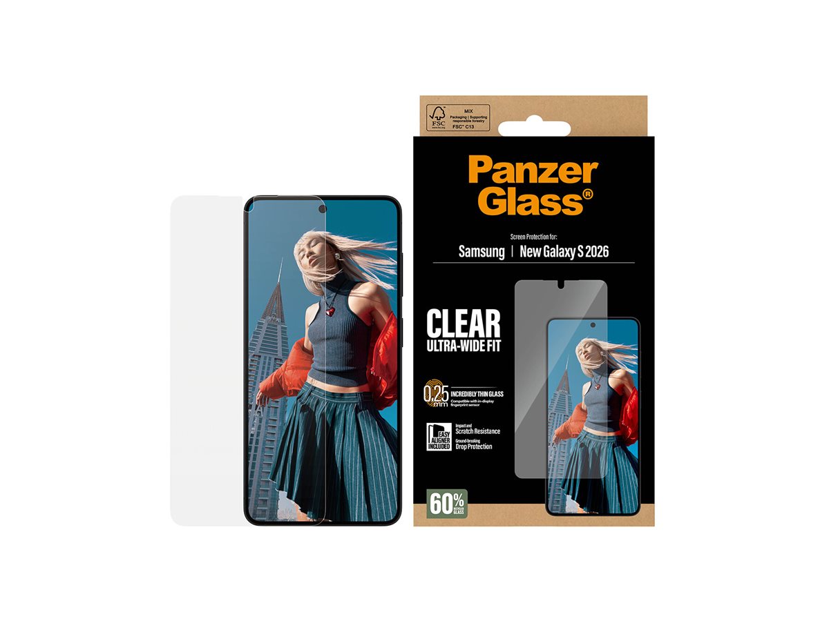 PanzerGlass Displayschutzglas Ultra-Wide Fit mit EasyAligner für Samsung Galaxy S26 | Transparent