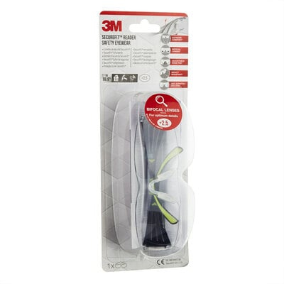 3M SecureFit 425 Schutzbrille +2,5 Dioptrien Schwarz/Grün