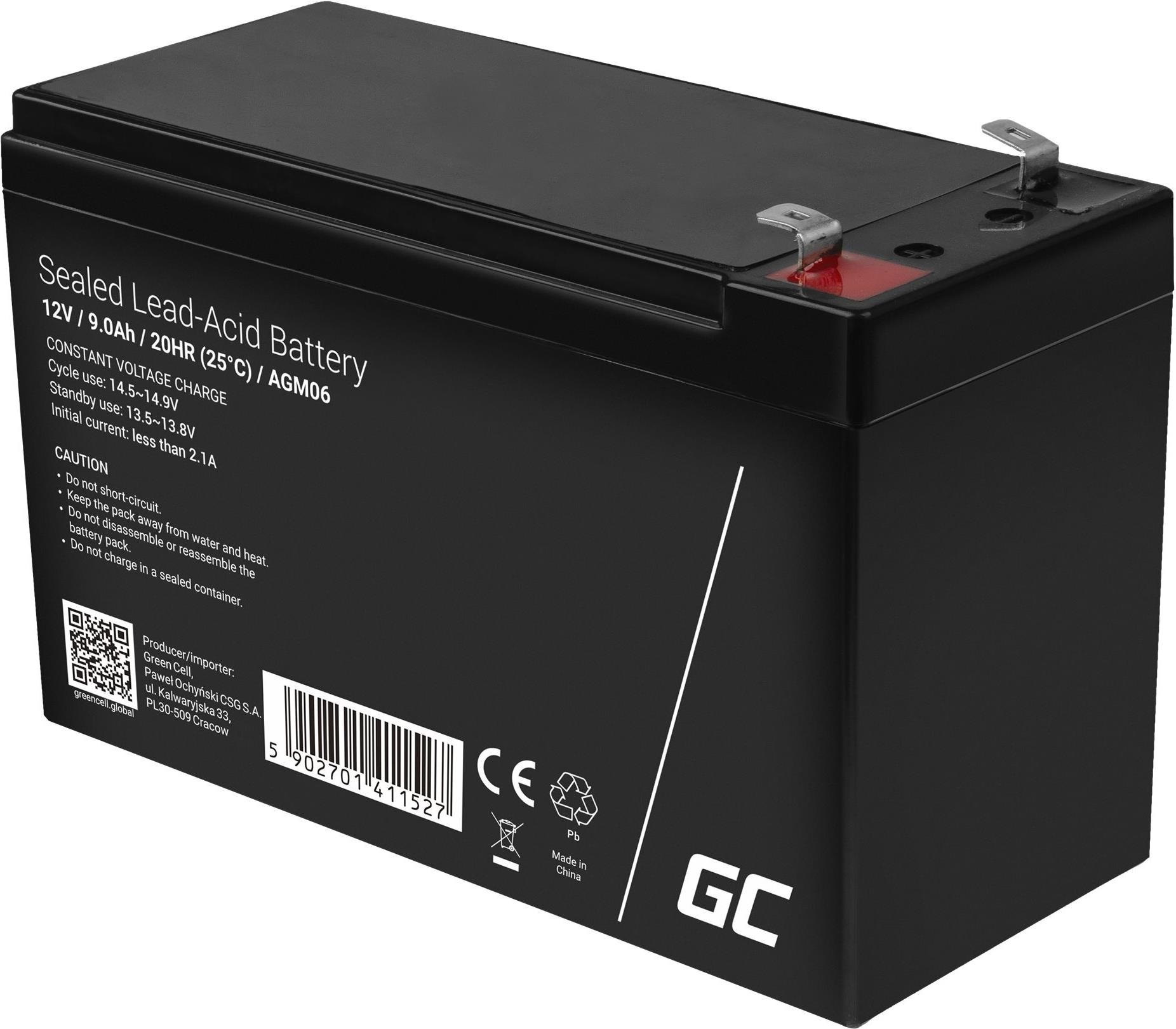 Green Cell AGM06 USV-Akku 12 V 9 Ah Schwarz