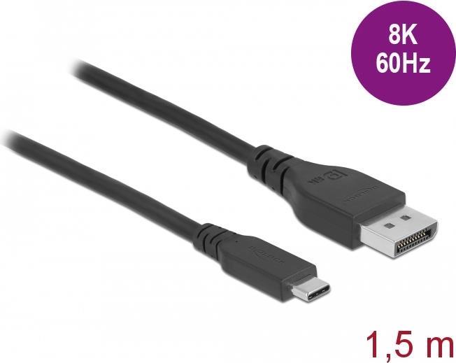 Delock Bidirektionales USB Type-C™ zu DisplayPort Kabel (DP Alt Mode) 8K 60 Hz 1,5 m DP 8K zertifiziert (86040)