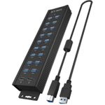 18+2 port USB Hub, 18x USB-A Daten Port, 2x USB Ladeport, USB 3.2 Gen 1 @ 5 Gbit/s, Befestigungsbohrung, 96W Netzteil, schwarz (IB-HUB1720-U3)