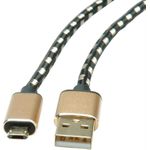 ROLINE 11.02.8820 USB Kabel 1,8 m USB 2.0 USB C Micro-USB B Schwarz - Gold (11.02.8820)