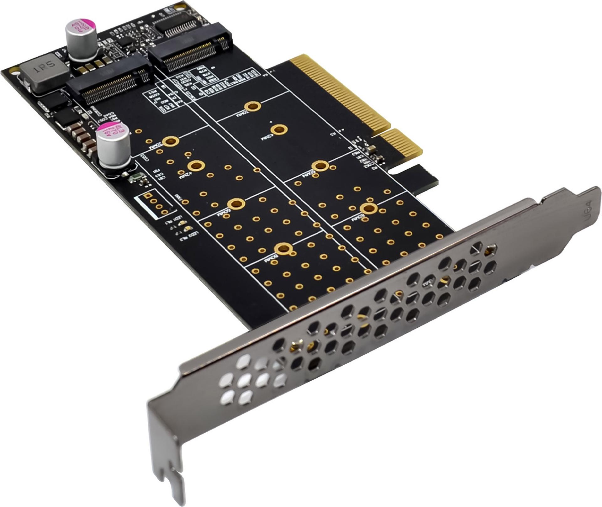 InLine PCIe 3.0 Karte zu 2x intern NVMe M.2 Key M – Bifurcation x8