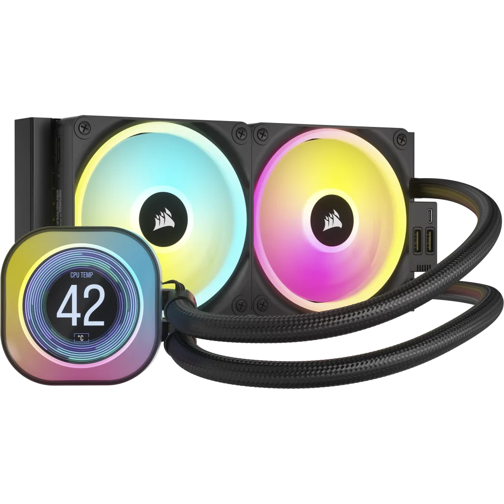 Corsair CORSAIR iCUE Link LCD H100i RGB 240 mm Prozessor-Flüssigkeitskühlsystem Schwarz