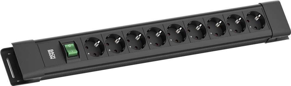 Bachmann CONNECTUS 9xCEE7/3 1xSchalter 2.0m CEE7/7 Schwarz (BM005909)