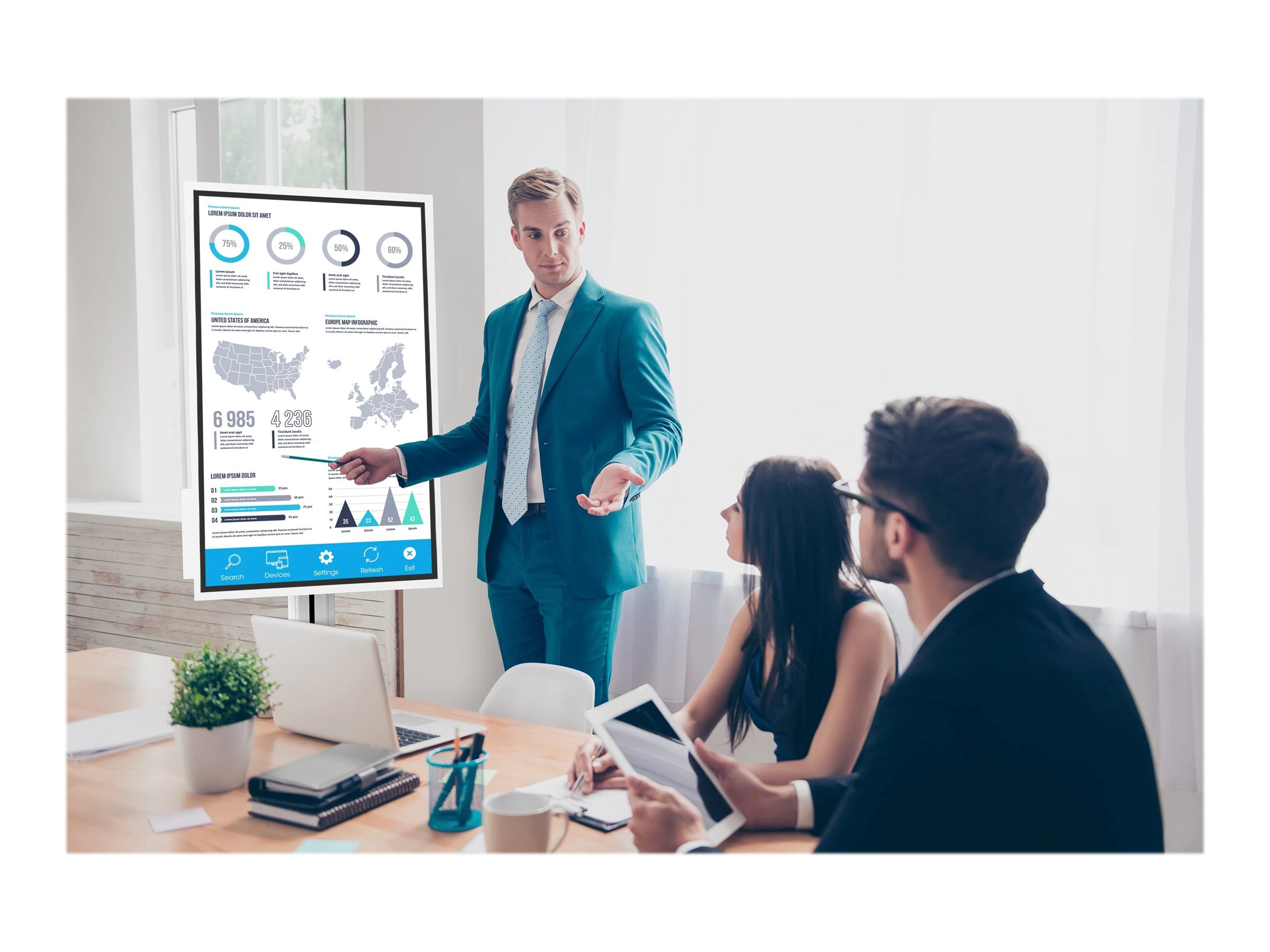 Peerless SR560-FLIP2 Wagen für Samsung Flip 55" 65" Weiß glänzend