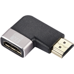 SpeaKa Professional SP-11302008 HDMI Adapter [1x HDMI-Stecker - 1x HDMI-Buchse] Schwarz, Silber UHD 8K @ 60 Hz, UHD 4K @ 120 Hz 90° nach links gewinkelt (SP-11302008)