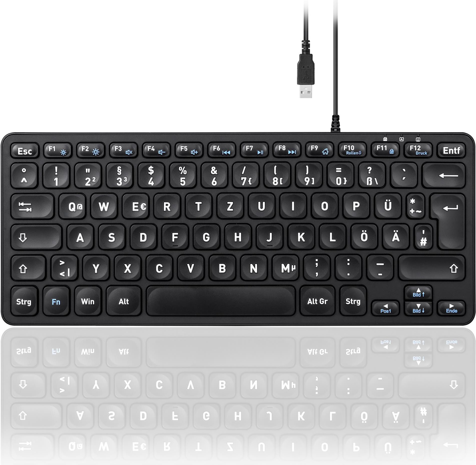 Perixx PERIBOARD-432B DE, Mini-Tastatur, USB kabelgebunden, schwarz (PERIBOARD-432B DE)