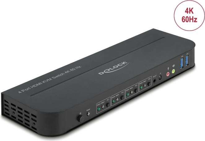 Delock HDMI KVM-Switch 4K 60 Hz 4-Port USB 3.0 Schwarz