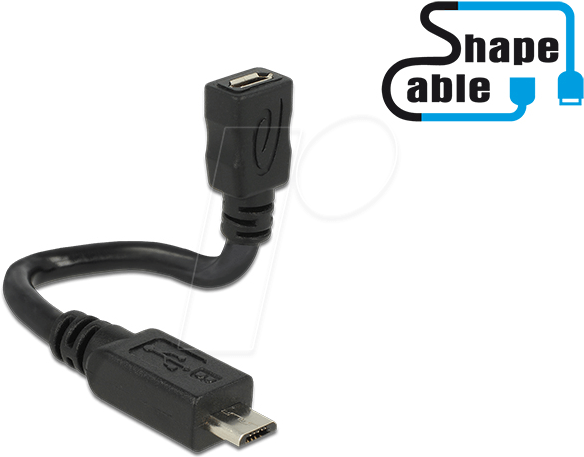 Delock Kabel USB 2.0 Micro-B Stecker > USB 2.0 Micro-B Buchse OTG ShapeCable 0,15 m (83923)