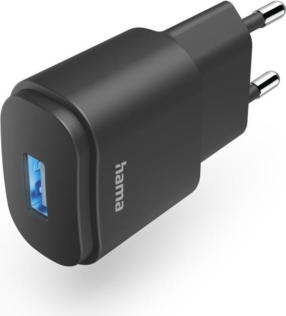 Hama USB-Ladegerät, USB-A-Netzteil, Universaladapter, LED-Anzeige, 6 W, Schwarz (00223372)