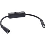 InLine® DC Kabel mit Schalter, DC ST/BU 5,5x2,1mm, AWG 18, schwarz, 0,20m (26906B)