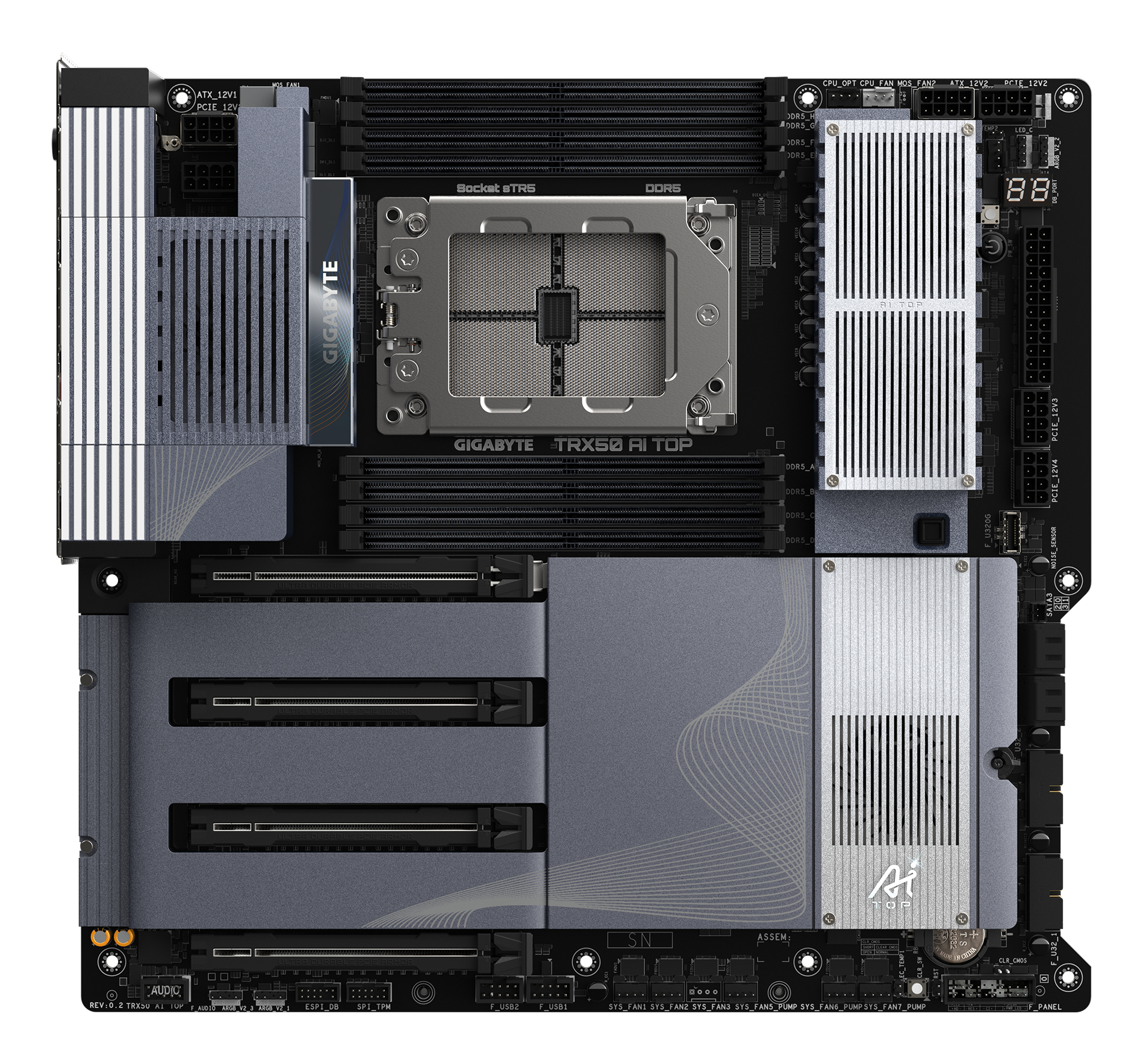 Gigabyte TRX50 AI TOP Mainboard E-ATX Sockel sTR5 DDR5 Schwarz