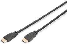 Digitus HDMI High Speed Kabel, 1m HDMI Premium High Speed Anschlusskabel, Typ A, St/St, 1.0m, m/Ethernet, Ultra HD 60p, gold, sw (DB-330123-010-S)