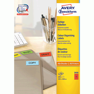 Avery - Etiketten - Rot - A4 (210 x 297 mm) - 100 Stck. (25 Bogen x 4) (3456) - Avery - Etiketten - Rot - A4 (210 x 297 mm) - 100 Stck. (25 Bogen x 4) (3456)