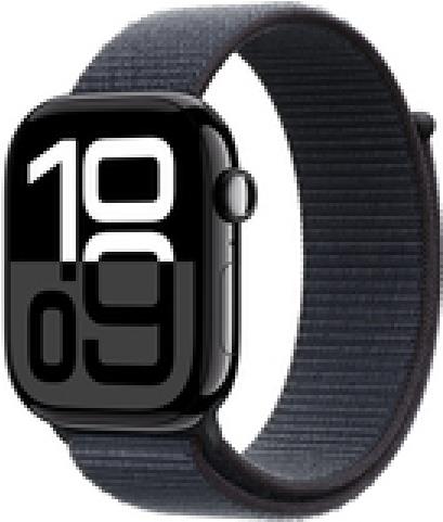 Apple Watch Series 10 GPS 46mm Jet Black Aluminium Case mit Ink Sport Loop MWWR3QF A