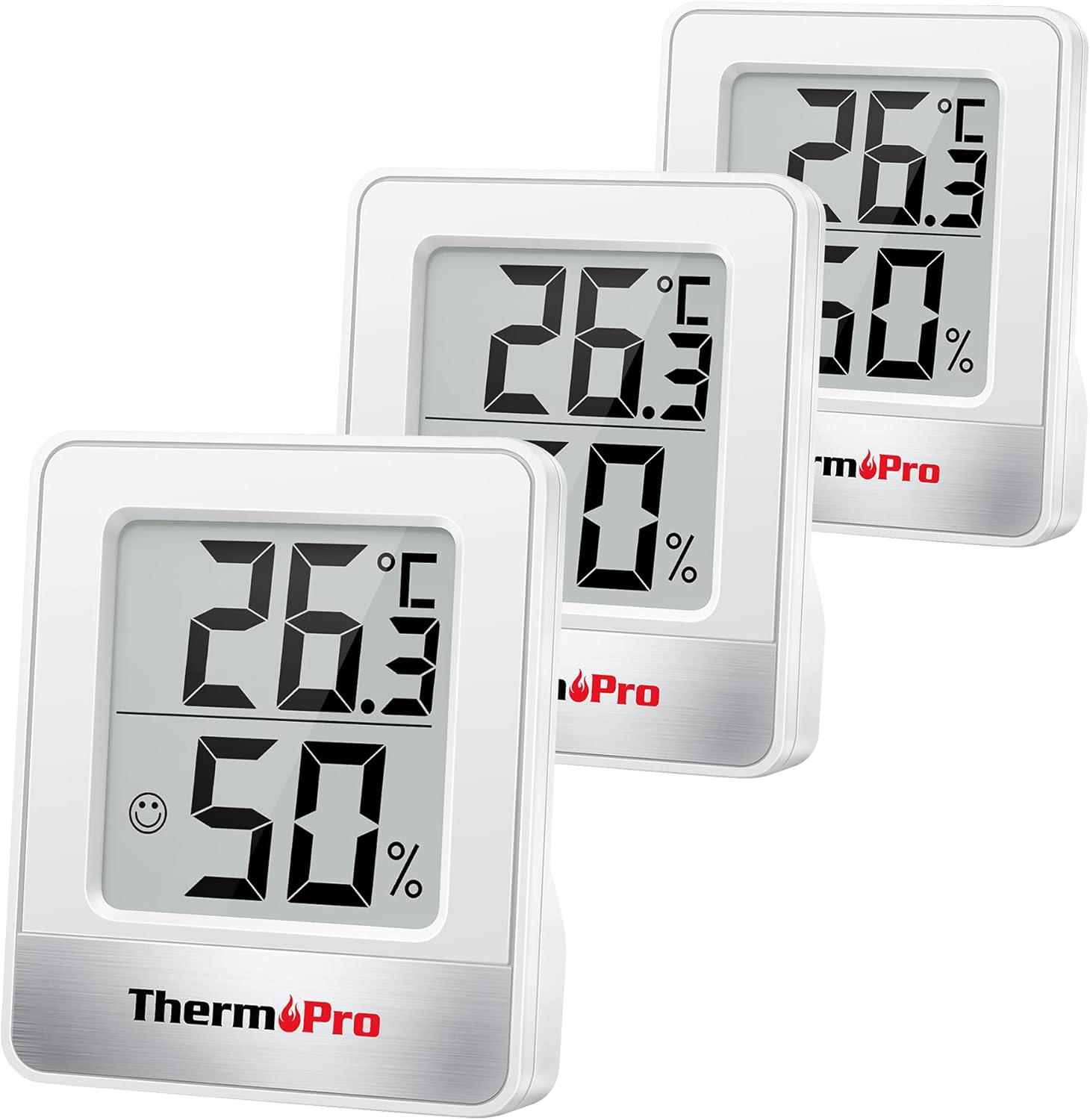 ThermoPro TP49W-3 Mini Thermo-Hygrometer 3er-Set weiß - Präzise Temperatur- und Feuchtemessung