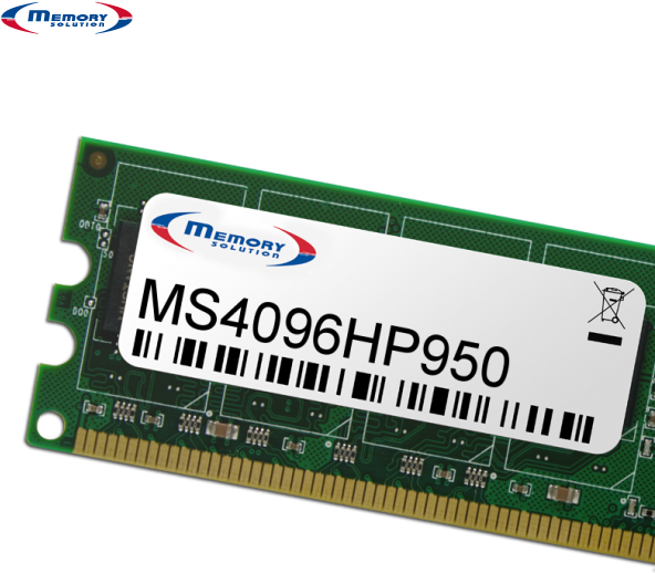 Memory Solution MS4096HP950. RAM-Speicher: 4 GB, Komponente für: PC / Server. Kompatible Produkte: HP 280 G1 MT (B4U36AA)