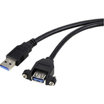 Renkforce USB-Kabel USB 3.0 USB-A Stecker, USB-A Buchse 1.00 m Schwarz für Einbau, schraubbar RF-5720388 (RF-5720388)