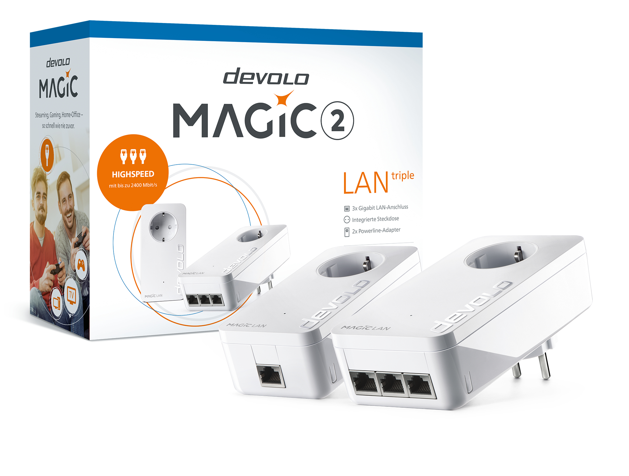 devolo Magic 2 LAN triple Starter Kit Bridge 2400 Mbit/s Weiß