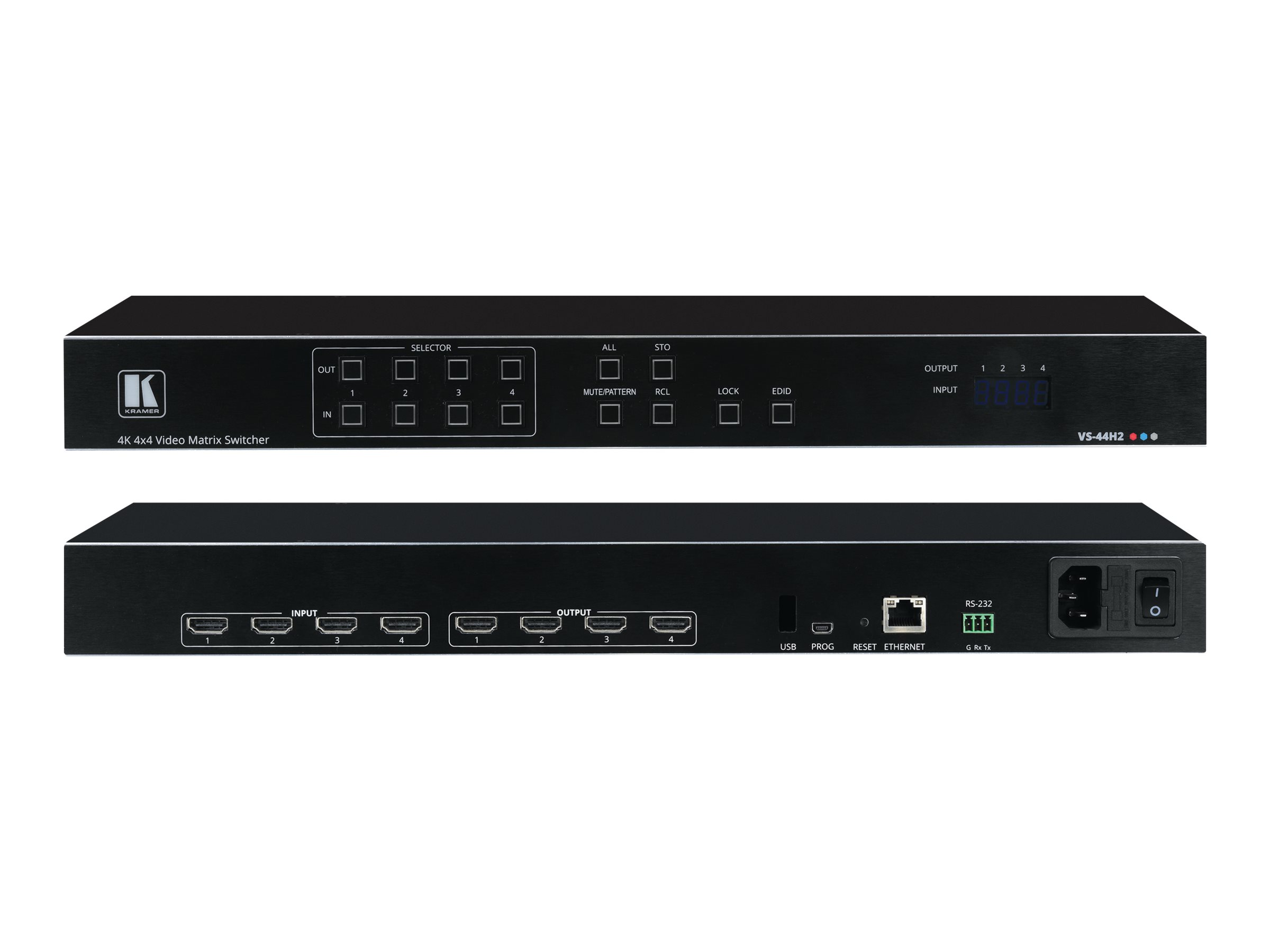Kramer VS-44H2 4x4 4K HDR HDCP 2.2 HDMI Matrix Schwarz